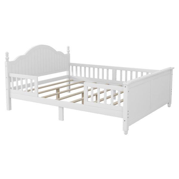 English Elm Twin Low Profile Kids Platform Bed Solid Pine Frame with Guardrails and Storage White W2593P411271