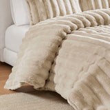 Madison Park Jasmine Glam/Luxury 3 Piece Faux Fur Comforter Set MP10-8440 Taupe