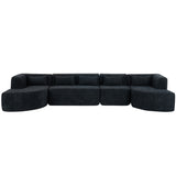 English Elm 143.7" Upholstered Sofa Free-Combined Sofa Couch With Two Chaise Lounge and Five Back Pillows For Living Room, Black