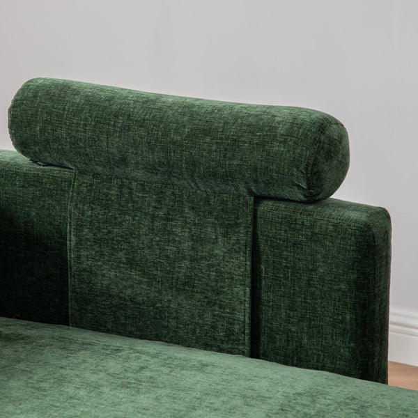 English Elm 82.68" Wide Chenille Two Seat Sofa Solid Wood Frame with Lumbar Pillows Living Room Green W3189S00026