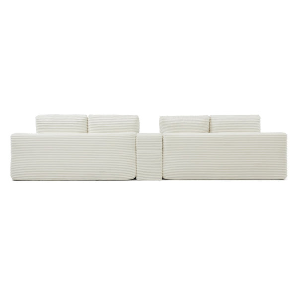 English Elm 125'' Modular L-shaped Sectional Corduroy Cloud Couch with Storage and Usb Ports W1117S00427