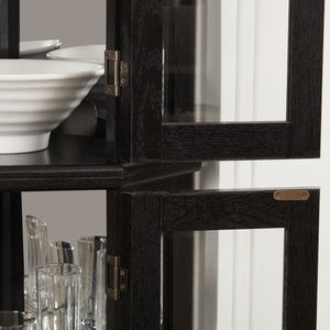 English Elm Lighted Corner Curio Cabinet - Elegant Display With Adjustable Shelves & Ambient Lighting - Black W1758P300129