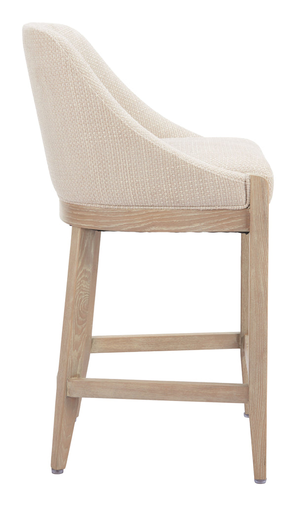 Zuo Modern Calmo Counter Stool Beige - Chic Modern Design With Polyester Fabric And Solid Ash Wood For Any Space Beige 100% Polyester,Plywood,Solid Ash Wood 110648-zuo-modern