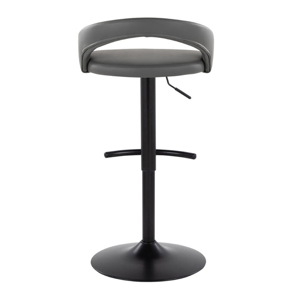 English Elm Adjustable Swivel Barstools Grey Faux Leather Seat Black Metal Base Set of 2 B202S01983