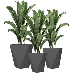 English Elm Outsunny Set Of 3 Stylish Tall Planters - Durable Magnesium Oxide Pots For Indoor & Outdoor Use W2225P174493-GIGA
