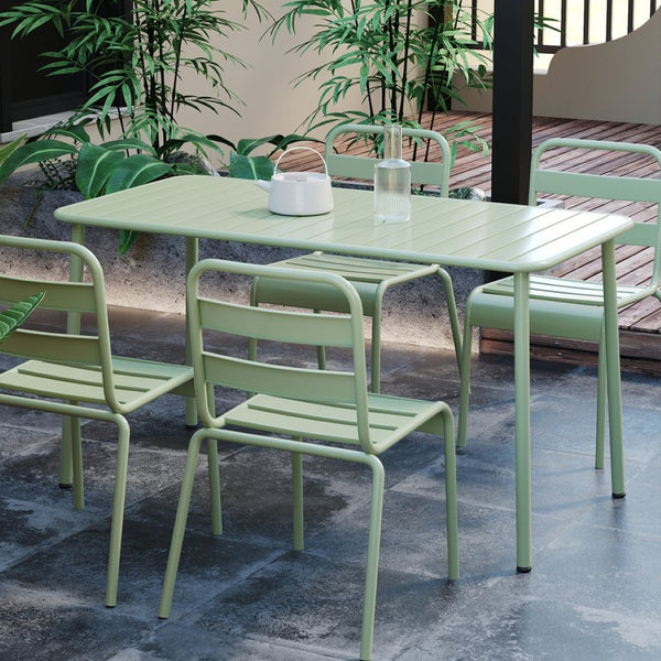 English Elm Sella Long Table In Frosty Green - Compact Outdoor Dining & Leisure Table For Balconies & Patios W3318P308295-GIGA