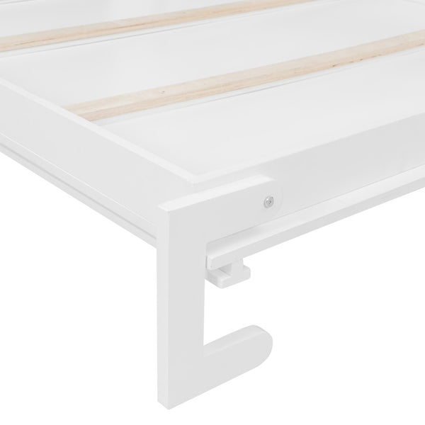 English Elm Queen Size Elegant Wall-Mounted Murphy Bed With Stylish Storage & Diamond Stripe Design, White N820S00062K-GIGA