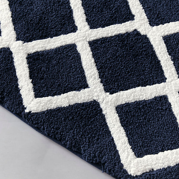 JLA Home Madison Park - Reversible plush high-pile microfiber bath rug, OEKO-TEX certified, machine washable, dual-pattern comfort Navy MP72-5663