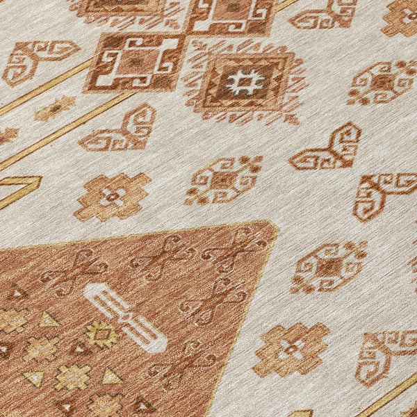 9x12 Geometric Polyester Area Rug Washable Indoor Outdoor Patio Copper Bold