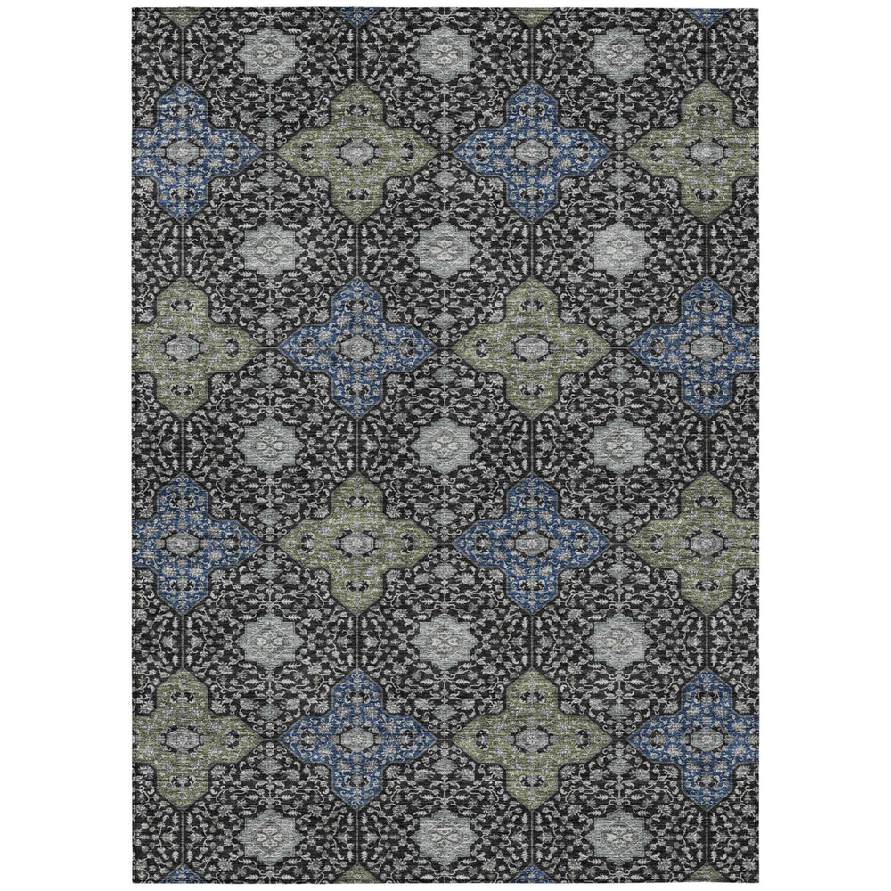 HomeRoots Damask Polyester Area Rug Washable Indoor Outdoor Low Pile Classic Patio Living Room 8' x 10' 731025