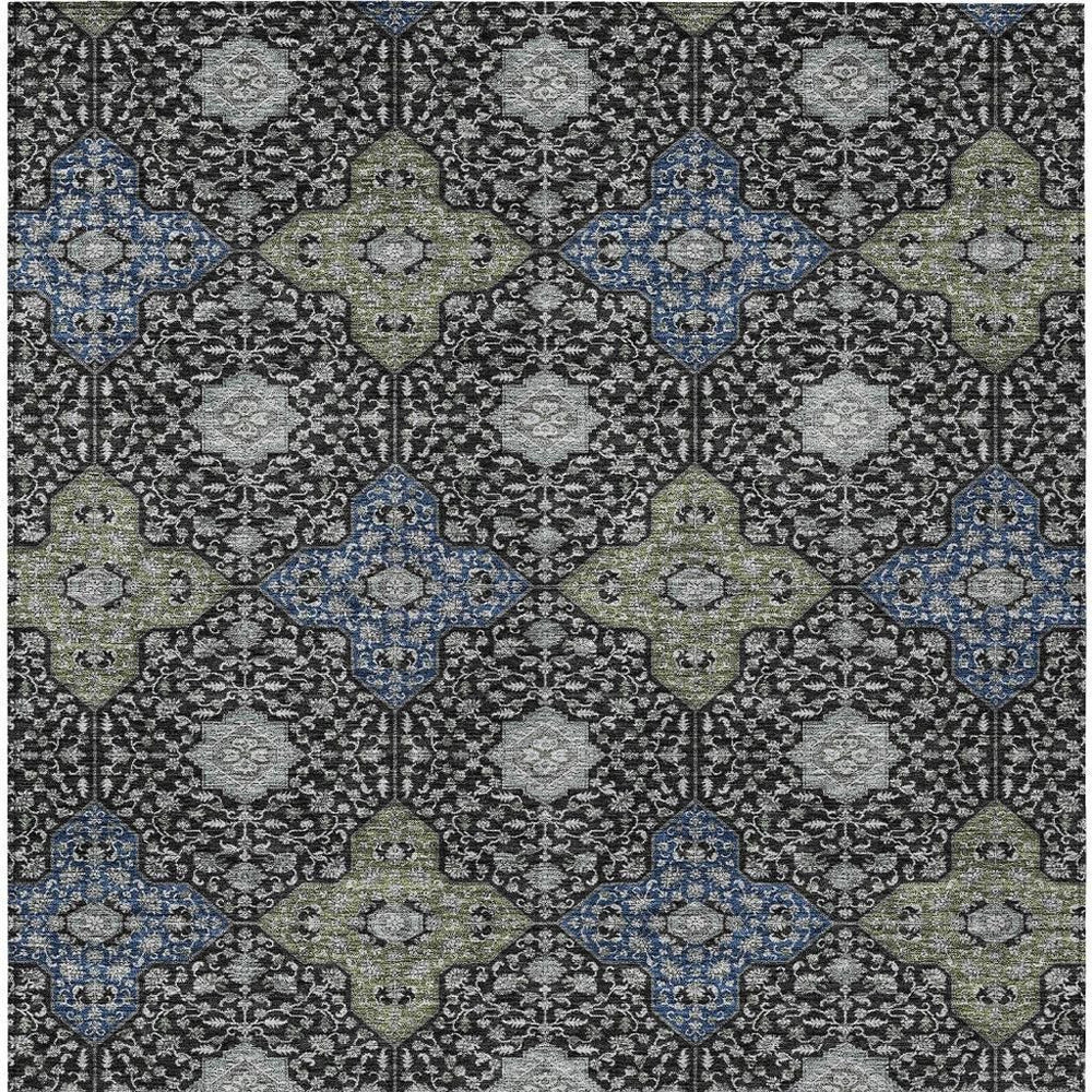 HomeRoots Damask Polyester Area Rug Washable Indoor Outdoor Low Pile Classic Patio Living Room 8' x 10' 731025