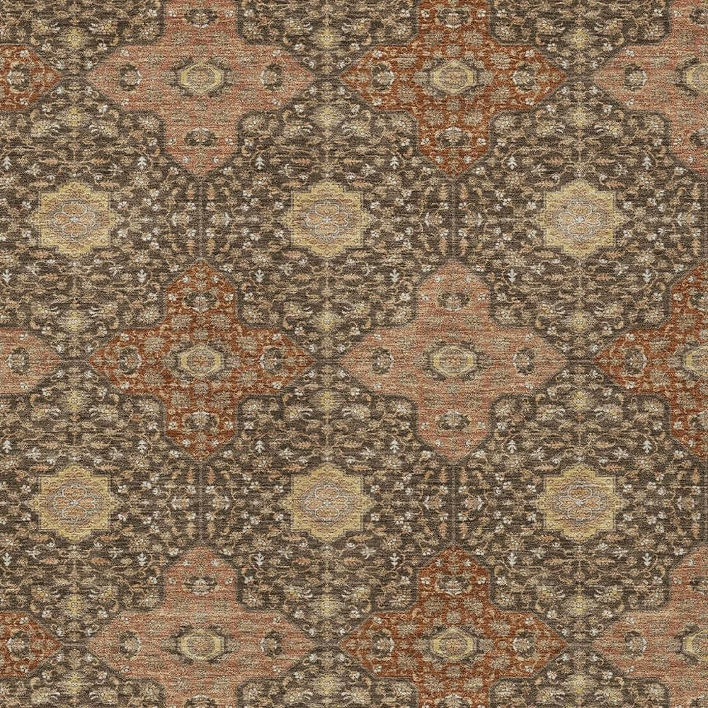Damask Polyester Area Rug Washable Indoor Outdoor Slip Resistant for High Traffic Spaces