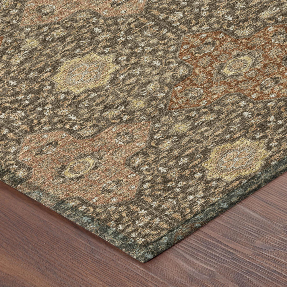 Damask Polyester Area Rug Washable Indoor Outdoor Slip Resistant for High Traffic Spaces