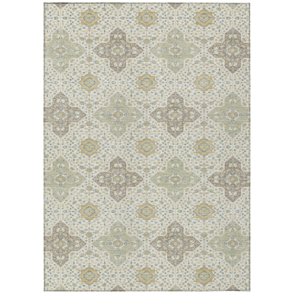 HomeRoots Damask Polyester Area Rug Washable Stain Resistant Indoor Outdoor Patio and Living Room Decor 8' x 10' 731037