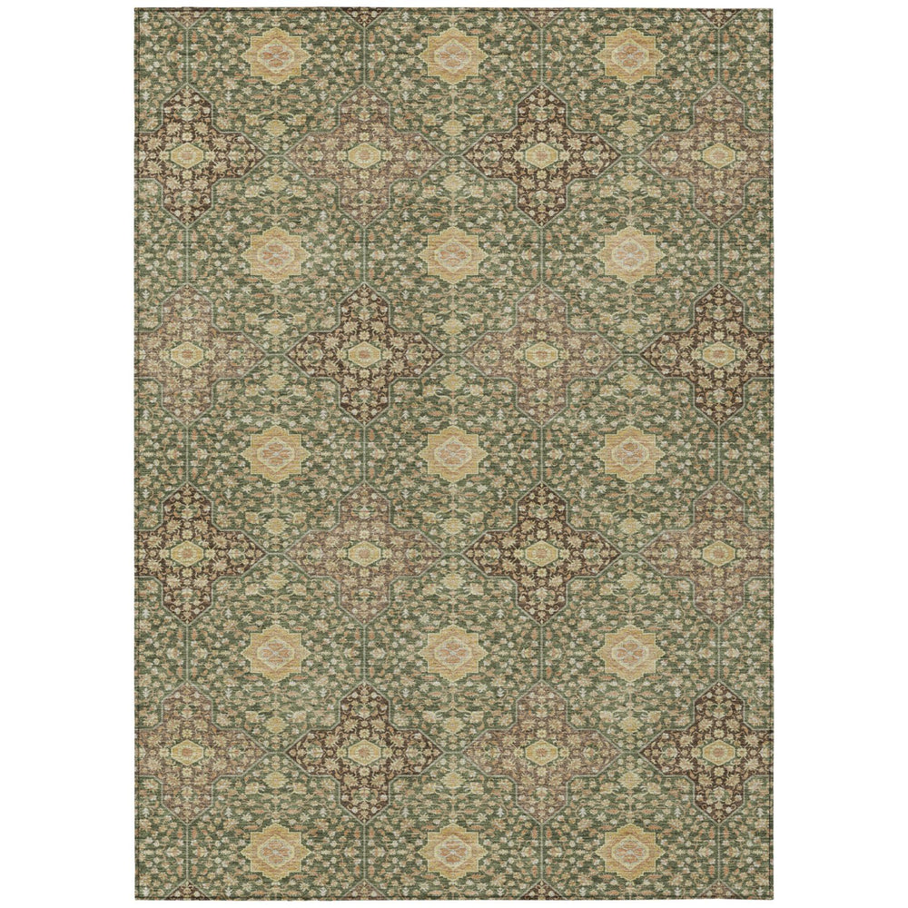 HomeRoots Damask Washable Polyester Area Rug Low Pile for Indoor Outdoor Patio and Living Room Decor 5' x 8' 731041
