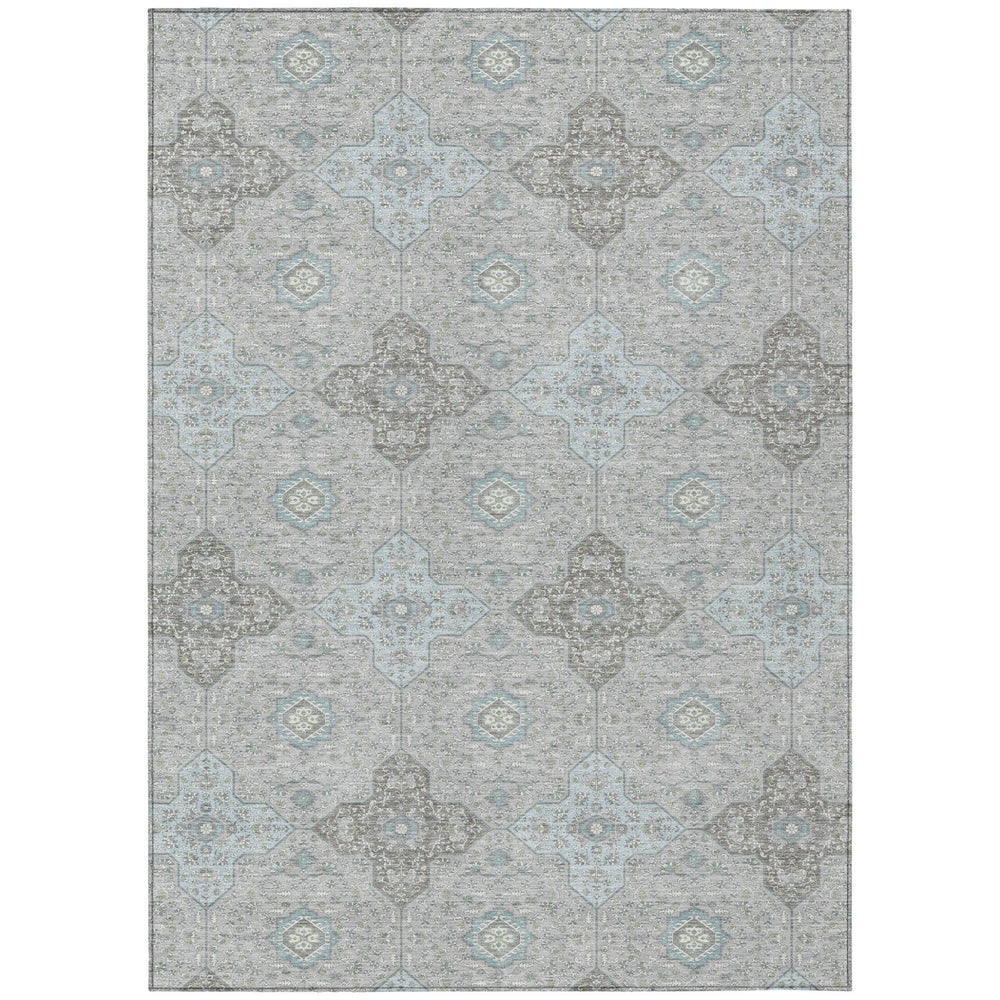 HomeRoots Damask Polyester Area Rug Washable Indoor Outdoor Stain Resistant Patio and Living Room 9' x 12' 731056