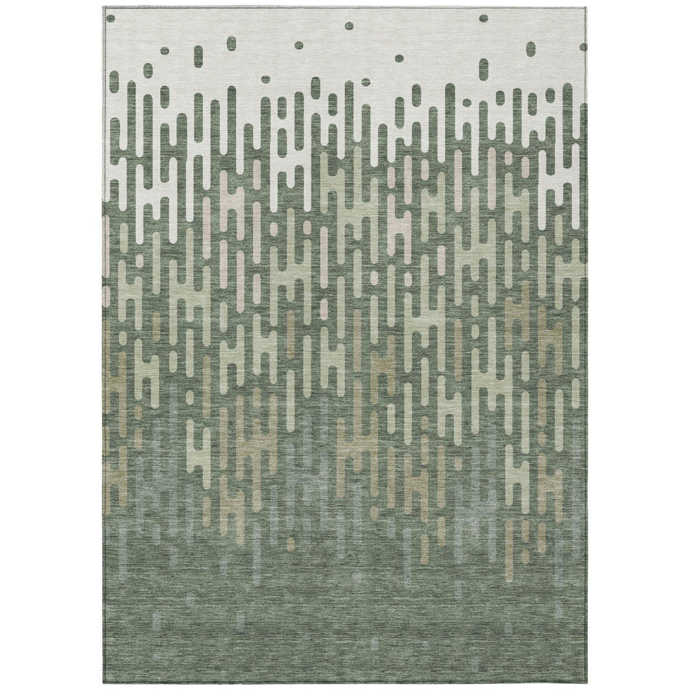 HomeRoots 8x10 Abstract Washable Polyester Area Rug for Patios Entryways and Family Rooms 731073