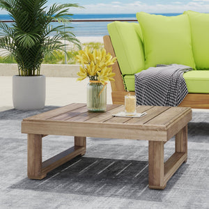 English Elm Westchester Solid Acacia Slatted Outdoor Coffee Table Low Sled Base Patio Deck 73108.00BBGE