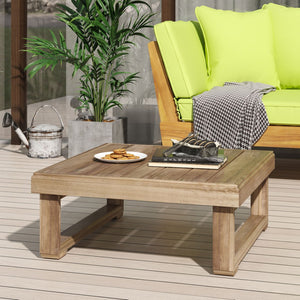 English Elm Westchester Solid Acacia Slatted Outdoor Coffee Table Low Sled Base Patio Deck 73108.00BBGE