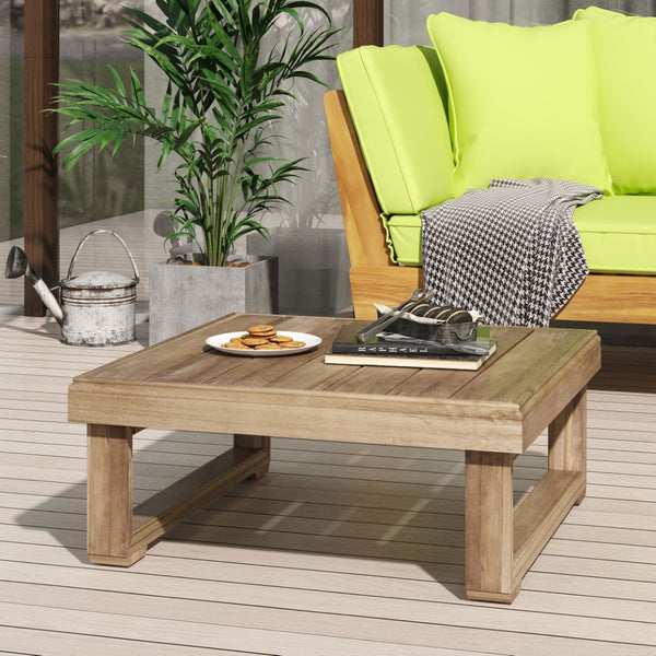 English Elm Westchester Solid Acacia Slatted Outdoor Coffee Table Low Sled Base Patio Deck 73108.00BBGE