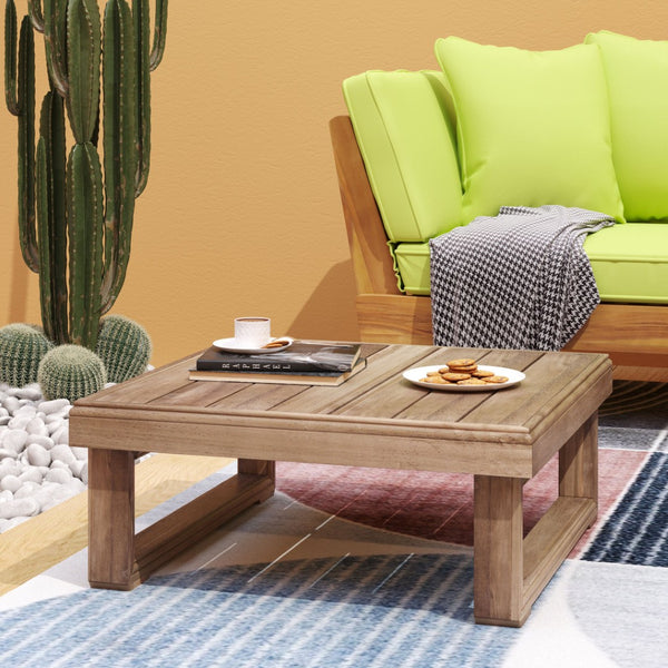 English Elm Westchester Solid Acacia Slatted Outdoor Coffee Table Low Sled Base Patio Deck 73108.00BBGE