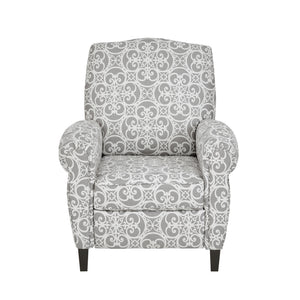 JLA Home Madison Park - Push Madison Park Kirby Recliner — Grey Fretwork Upholstery, High Camel Back, Removable Cushion, 300 lb Capacity MP103-0610