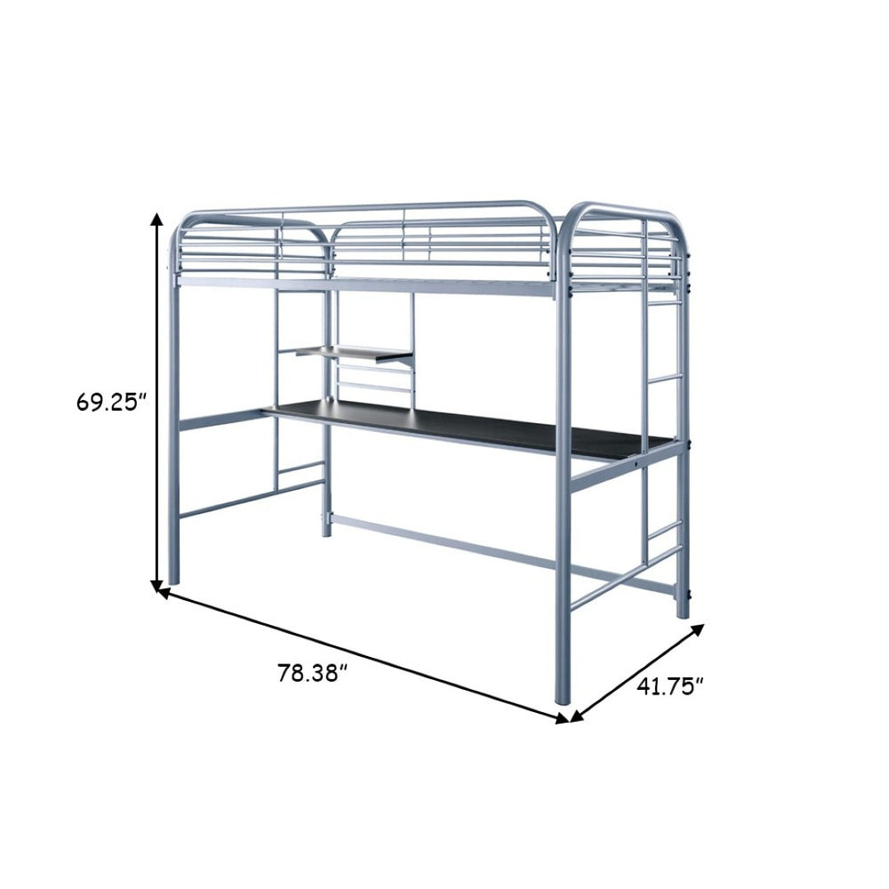 English Elm Metal Twin Loft Bed with Dual Ladders Powder Coated Steel Frame for Kids Rooms B056P417096