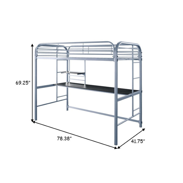 English Elm Metal Twin Loft Bed with Dual Ladders Powder Coated Steel Frame for Kids Rooms B056P417096