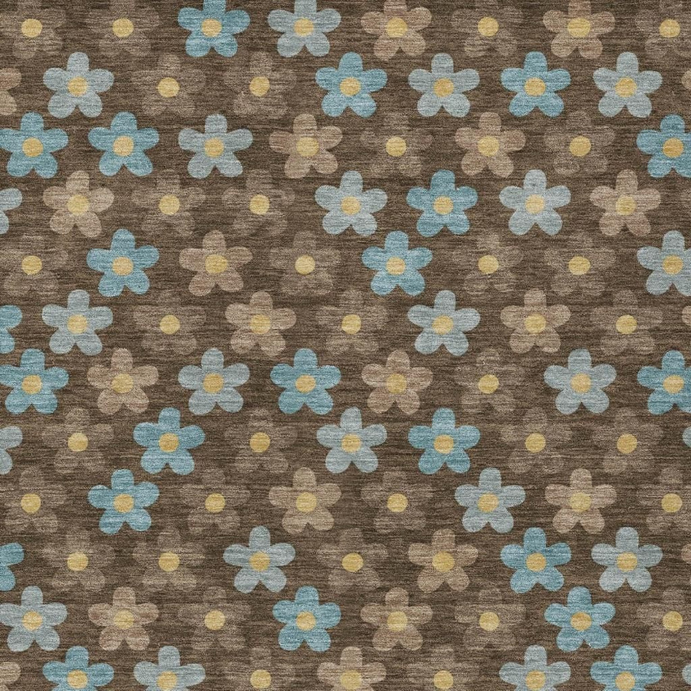 8 Ft X 10 Ft Floral Polyester Washable Rug for Patios Kitchens and Family Rooms