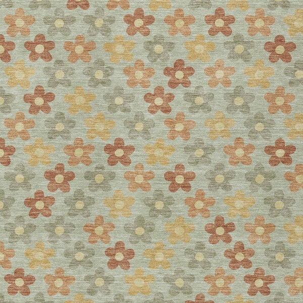 Floral Polyester Area Rug Machine Washable Indoor Outdoor Low Pile Patio Living Room Decor