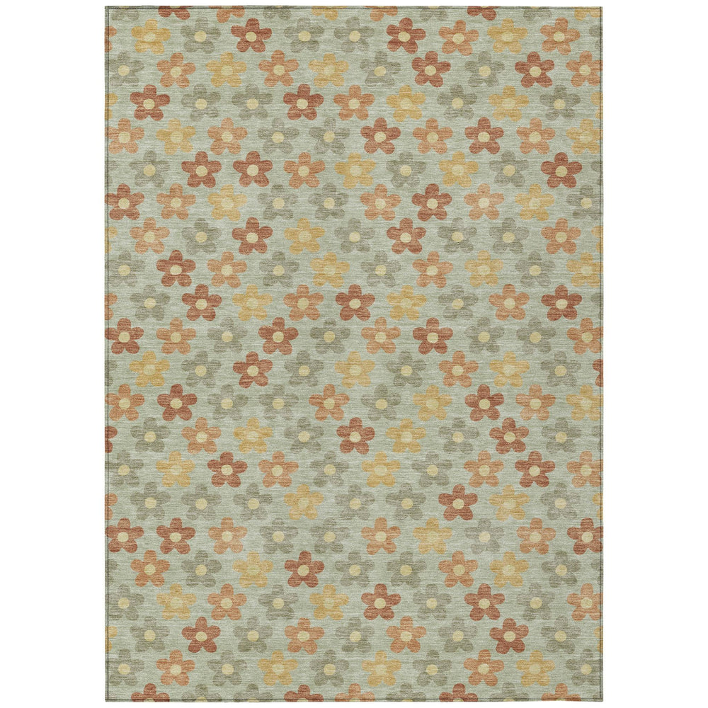 HomeRoots Floral Polyester Area Rug Machine Washable Indoor Outdoor Low Pile Patio Living Room Decor 9' x 12' 731170