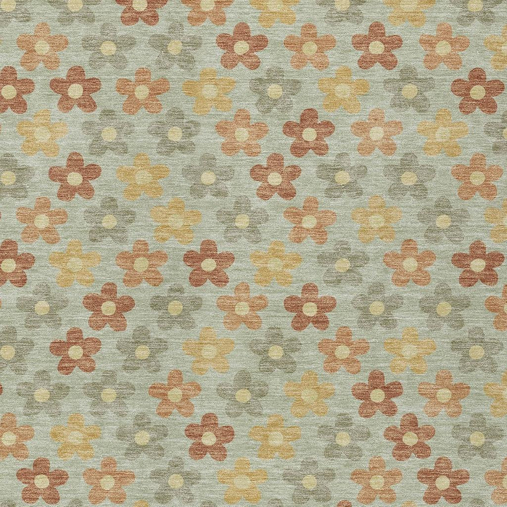 HomeRoots Floral Polyester Area Rug Machine Washable Indoor Outdoor Low Pile Patio Living Room Decor 9' x 12' 731170