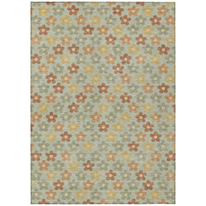 Floral Polyester Area Rug Machine Washable Indoor Outdoor Low Pile Patio Living Room Decor