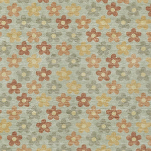 Floral Polyester Area Rug Machine Washable Indoor Outdoor Low Pile Patio Living Room Decor