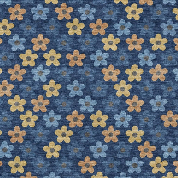 Floral Polyester Area Rug Washable Indoor Outdoor with Felt Backing for Patio or Living Room