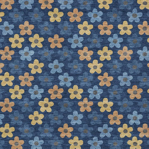 Floral Polyester Area Rug Washable Indoor Outdoor with Felt Backing for Patio or Living Room