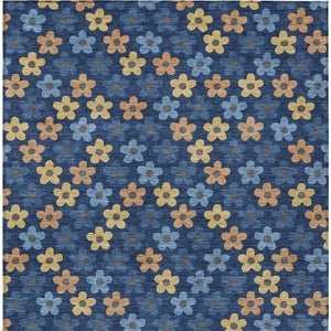 Floral Polyester Area Rug Washable Indoor Outdoor with Felt Backing for Patio or Living Room