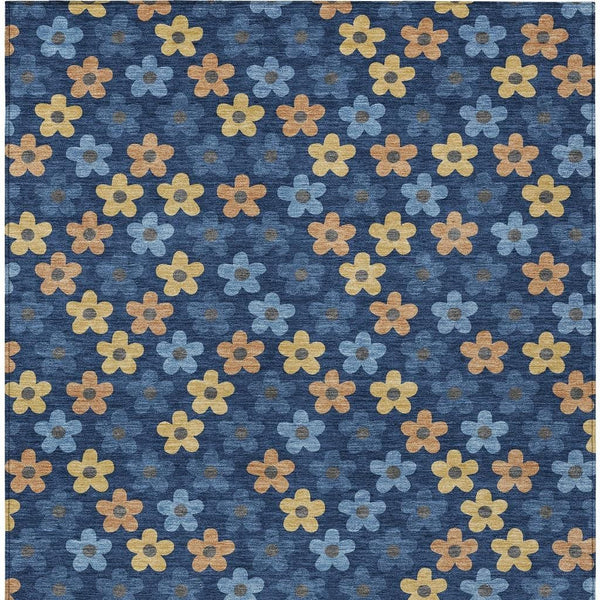 Floral Polyester Area Rug Washable Indoor Outdoor with Felt Backing for Patio or Living Room
