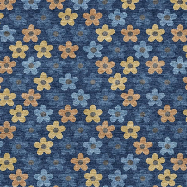 Floral Polyester Area Rug Washable Indoor Outdoor with Felt Backing for Patio or Living Room