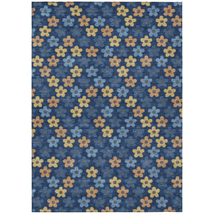 Floral Polyester Area Rug Washable Indoor Outdoor with Felt Backing for Patio or Living Room