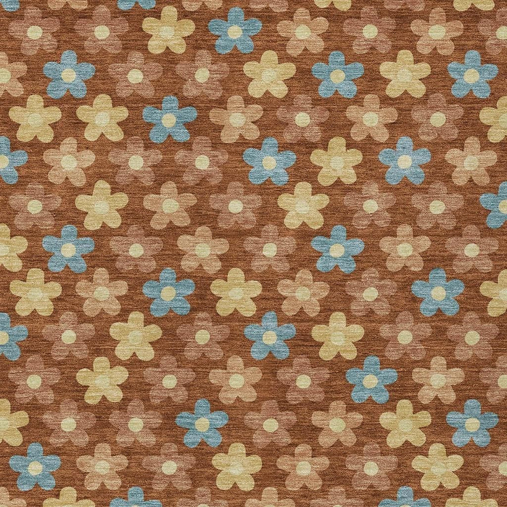 HomeRoots 5 X 8 Floral Polyester Area Rug Washable Indoor Outdoor Stain Resistant Patio 731191