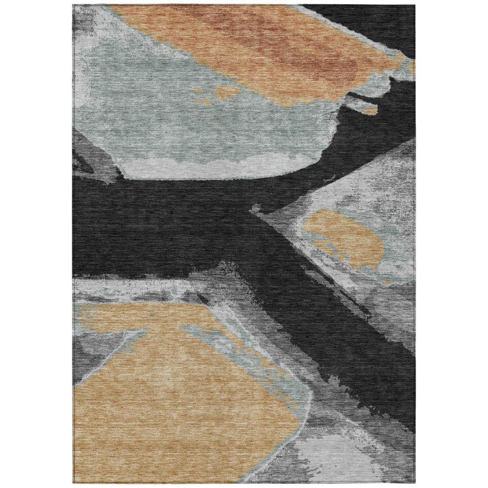 HomeRoots 8x10 Abstract Painterly Polyester Area Rug Machine Washable for Indoor Outdoor Spaces 731241