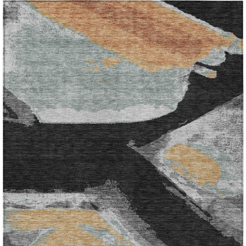 HomeRoots 8x10 Abstract Painterly Polyester Area Rug Machine Washable for Indoor Outdoor Spaces 731241