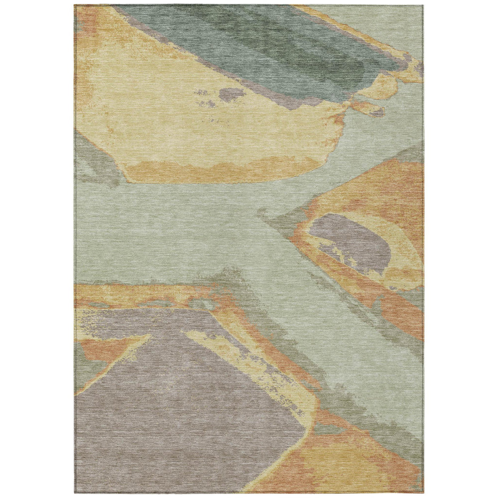 HomeRoots 10 X 14 Abstract Sage Polyester Area Rug Washable for Patio or Living Room 731255