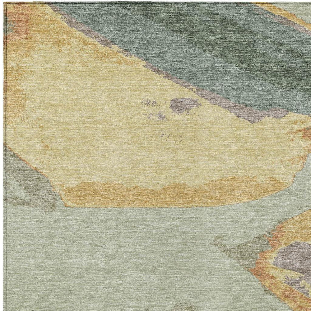 HomeRoots 10 X 14 Abstract Sage Polyester Area Rug Washable for Patio or Living Room 731255