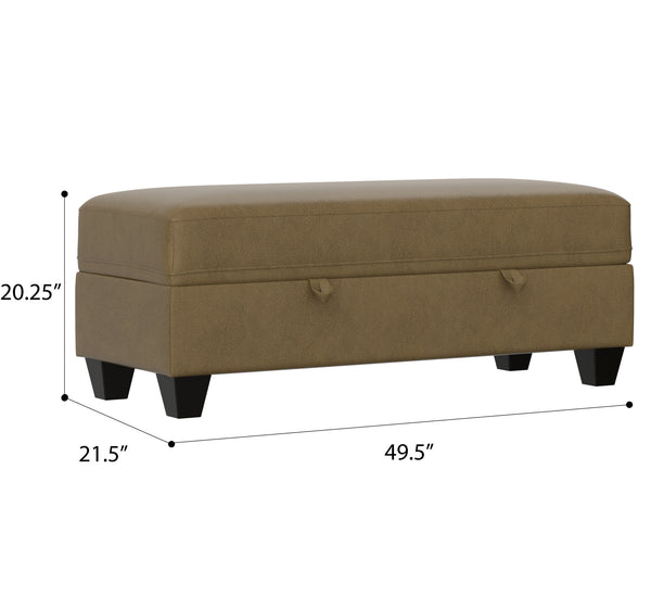 English Elm Wallace & Bay - Brown Storage Ottoman - Mocha Transitional Engineered Wood Bench with Hidden Storage, Easy-Care, 48.6" L B2709P212527