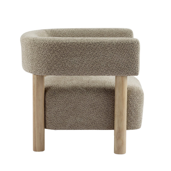 English Elm Christopher Knight Home® - Boucle Plush Bouclé Accent Chair with Rubber Wood Frame, Spring Bag Cushion for Cozy Support Light Camel,Natural Wood 30.75 L x 28.9 W x 19.25 H N776P268327B