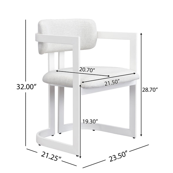 English Elm Christopher Knight Home® - Upholstered Dining Chairs Set of 2 with Iron Frame, Fabric Seat Cushions, Modern Compact Design Beige+White N779P281141B