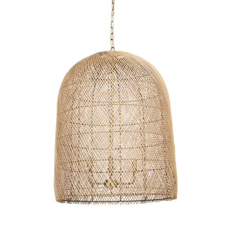 HomeRoots Gold Four Light Rattan Chandelier Dimmable Bohemian Pendant for Living Spaces 731405