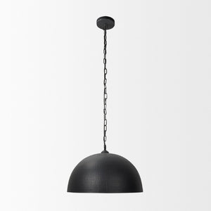 HomeRoots Black Metal Single Ceiling Light with Pendant Shades Industrial Style Home Lighting Black 24" W x 17" H x 24" D 731412